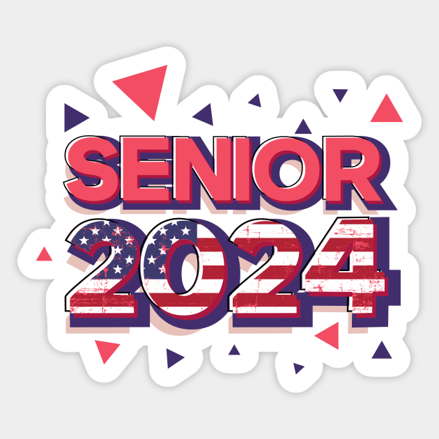 Retro Patriot Senior 2024 Running Football player Student Gift Us Flag Sticker by HomeCoquette